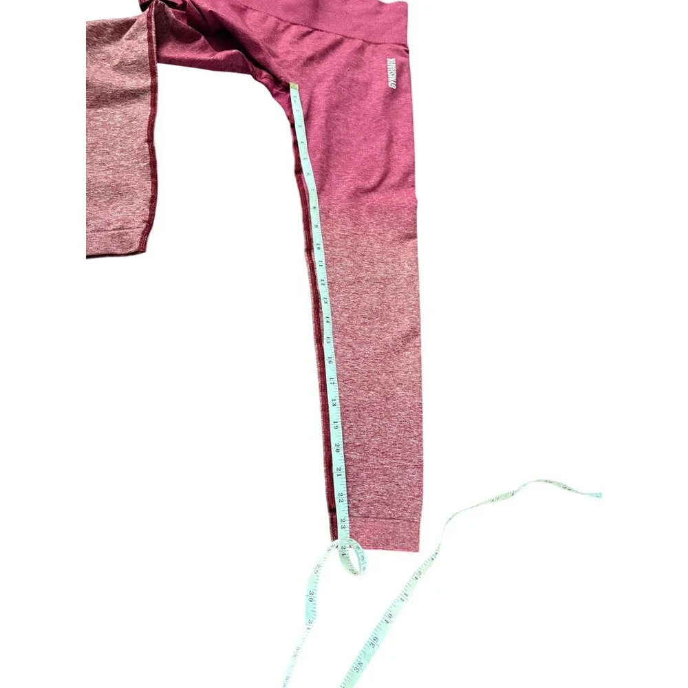 Gymshark Set Adapt Ombre Seamless Leggings & Long Sleeve Crop Top Burgundy Mediu - Picture 10 of 16